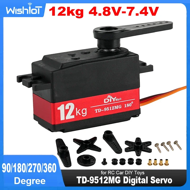 TD-9512MG Digital Servo Motor PWM 500-2500 12KG Metal Gear Large Torque Short Body Servos for Rc Car 1/8 1/10 1/12 DIY Robot Toy