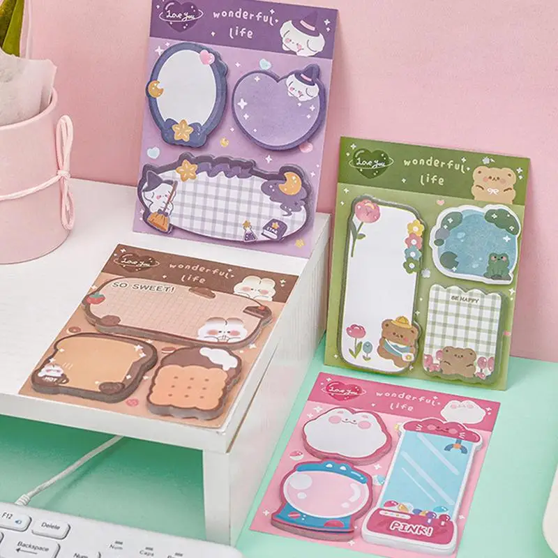 Cute Sticky Note Pads para Material Escolar e de Escritório, Animal Shapes Design, Memo Pad Paper, Papelaria