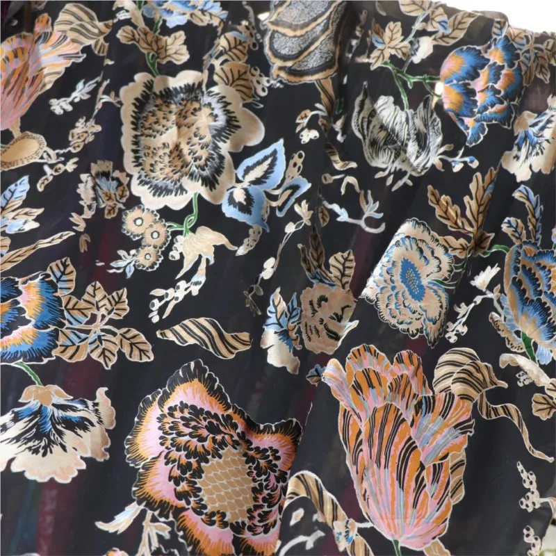 

Woven brocade viscose printed mottled burnt gauze velvet fabric sleeping dress cheongsam