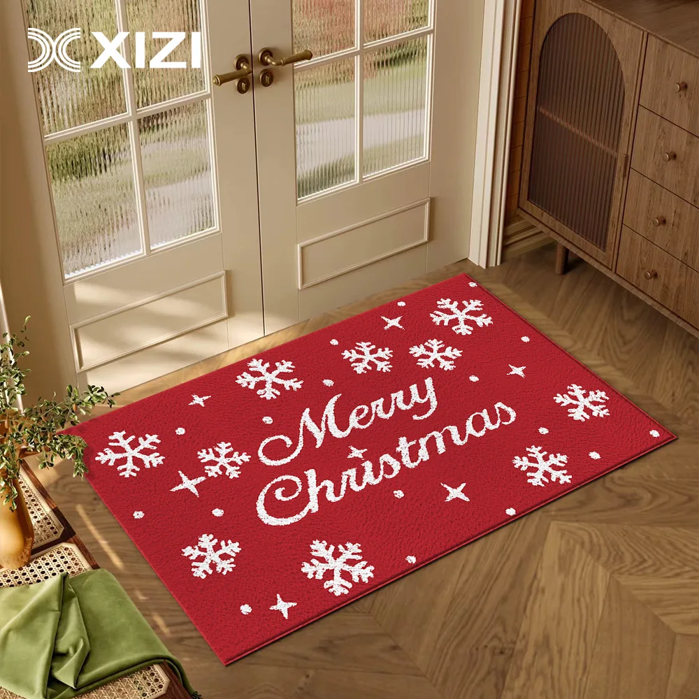 Merry Christmas Snowflakes Living Room Bedroom Carpet Kitchen Bath Non-slip Area Rug Entrance Doormat Home Decoration Floor Mat