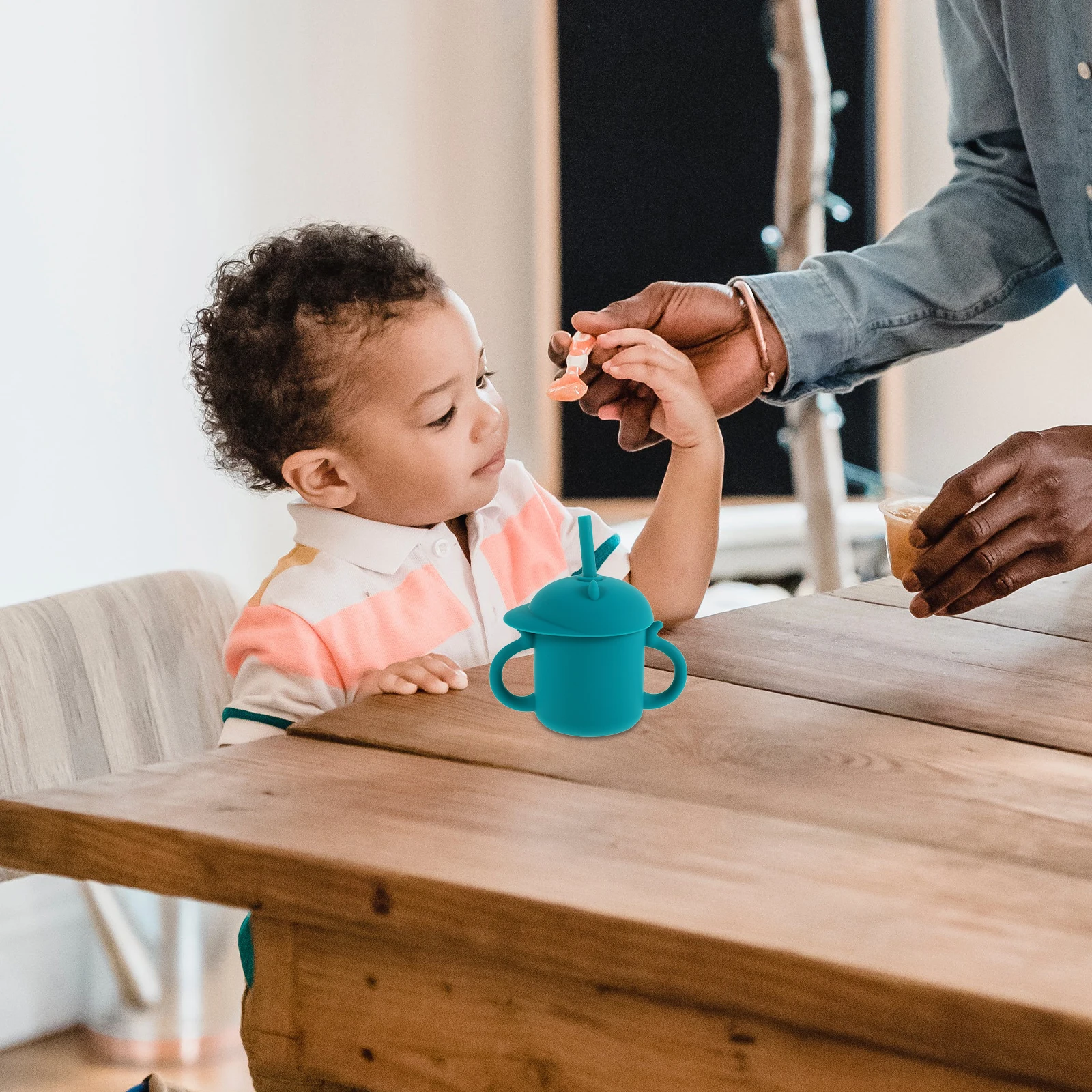 Silicone Training Cup for Toddlers with Handle and Straw No Spill Unbreakable Baby Drinking Cup Dishwasher Safe