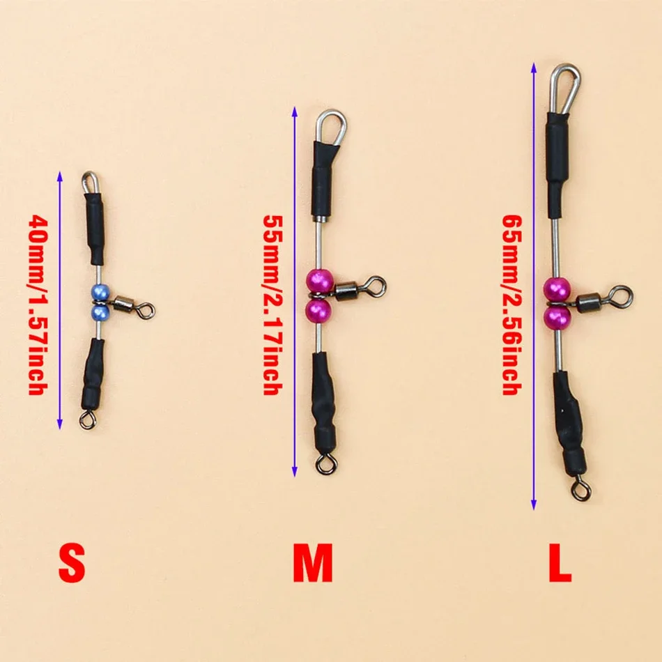 MNFT 3 Stück Edelstahl Wirbel Snap Angelverbinder Anti Tangle Perlen American Style Fast Link für Meeresangelgerät – Detail 2