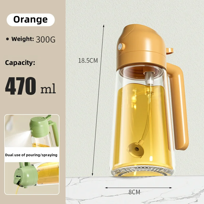 Glass Oil Spray Bottle with Pour Spout Nozzle Olive Dispenser Dual-Purpose Camping BBQ Baking Soy Reusable Sauce Sprayer Bottle