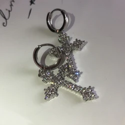 Y2K Gothic Rhinestone Cross Earrings Kpop Purple Zircon Cross Drop Earring for Women Grunge Egirl Earrings Jewelry Accessories