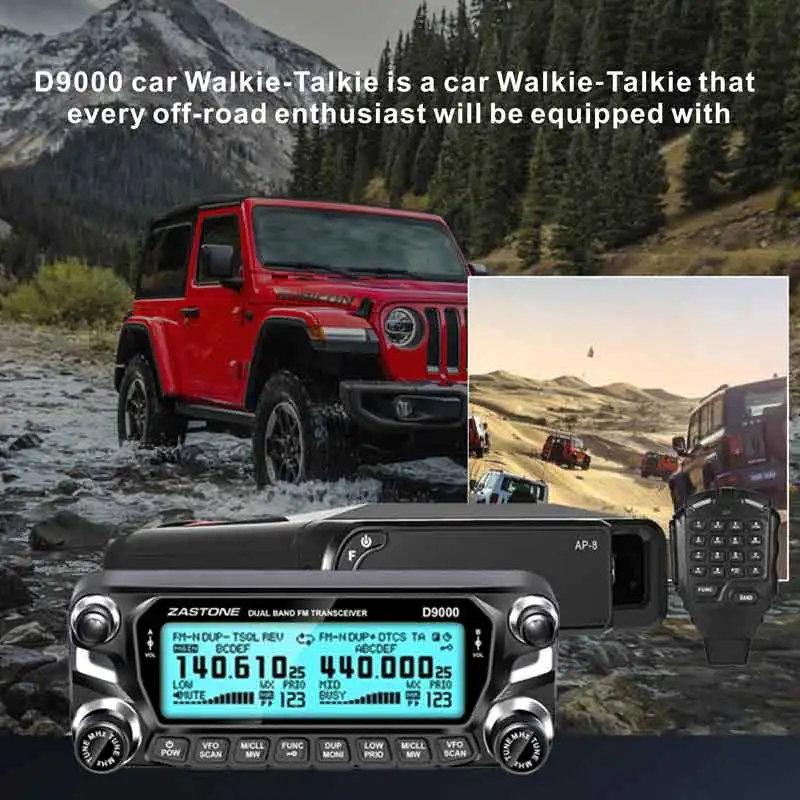 Zastone D9000 Mobil Walkie Talkie Radio Stasiun 50W UHF/VHF 136-174/400-520M Hz Dua Arah radio Ham HF Transceiver