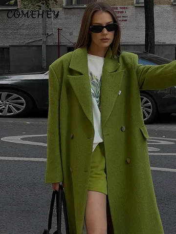 Double Breasted Long Wool Overcoat