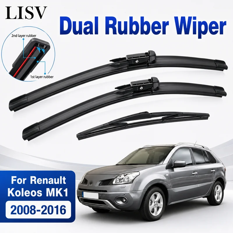 For Renault Koleos MK1 2008-2016 Windshield Windscreen Window Wiper Blades 24"+19"+16" Front & Rear Car Wiper Set