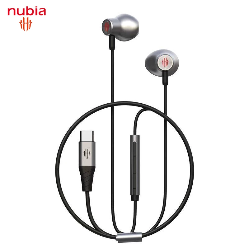 100% Original ZTE Nubia RedMagic Gaming Earphone Type-C / 3.5mm Earbuds Earphone Red Magic Wired Headset For RedMagic 5G 5S