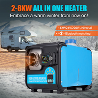 12V 24V 220V Car Diesel Heater 2KW-8KW Portable Bluetooth Control Single Hole 3 In 1 Aluminum Shell Air Parking Heater