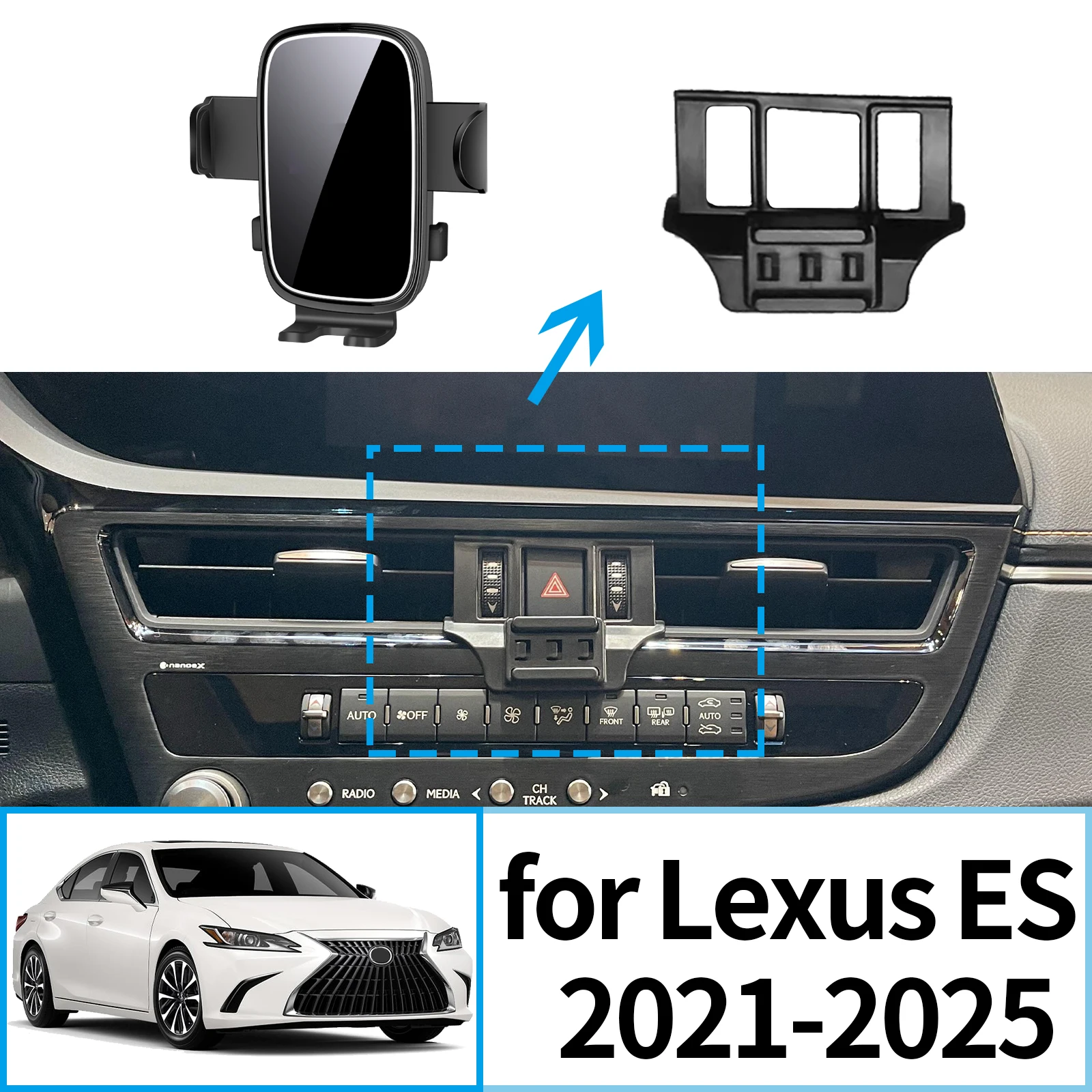 

fit for Lexus ES 200 300H 250 350 2021 2022-2025 Stable Clip-On Phone Holder​​ Mount Screen Base No Vibration​ Car accessoires