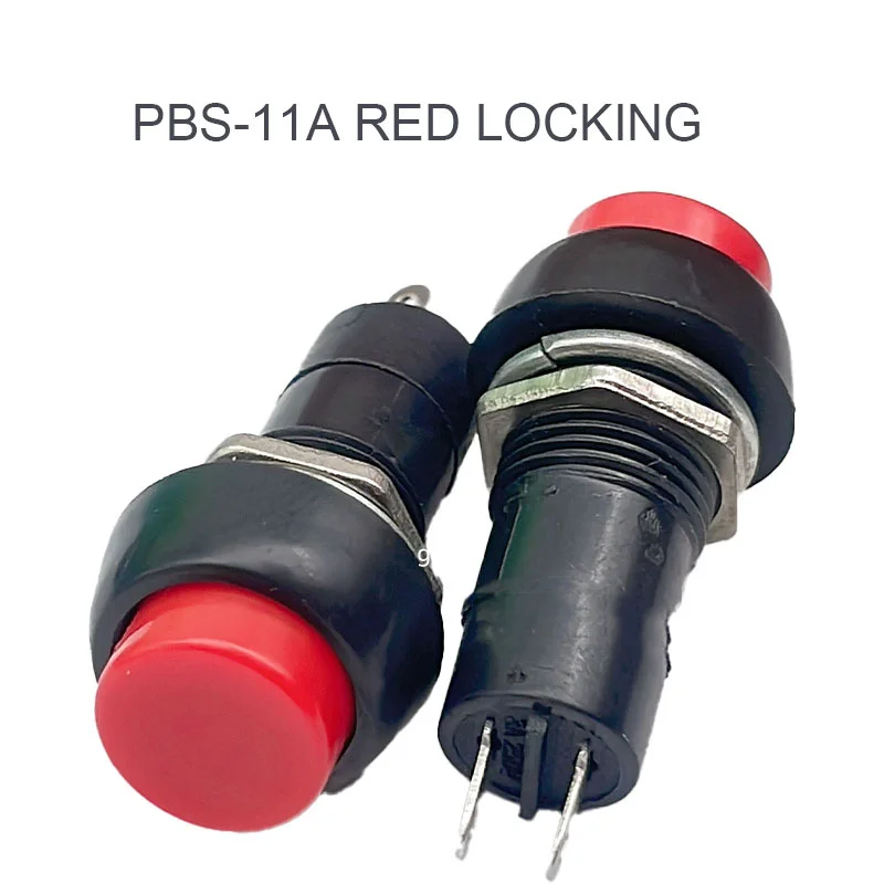 1pcs  PBS-11A PBS-11B Push Self-locking momentary Button Switch Green/Red Colors Electric Switch for DIY Model Making