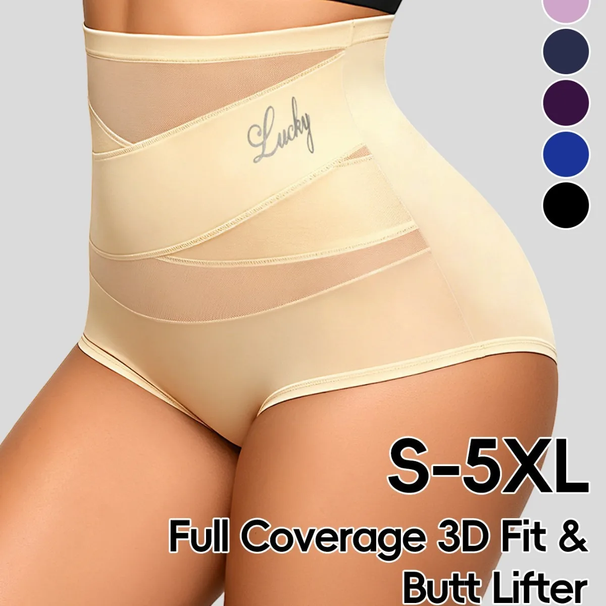 1 Stück Hochgeschnittene Mesh-Shapewear mit Bauchkontrolle, Po-Lifting Formende Unterwäsche für Frauen