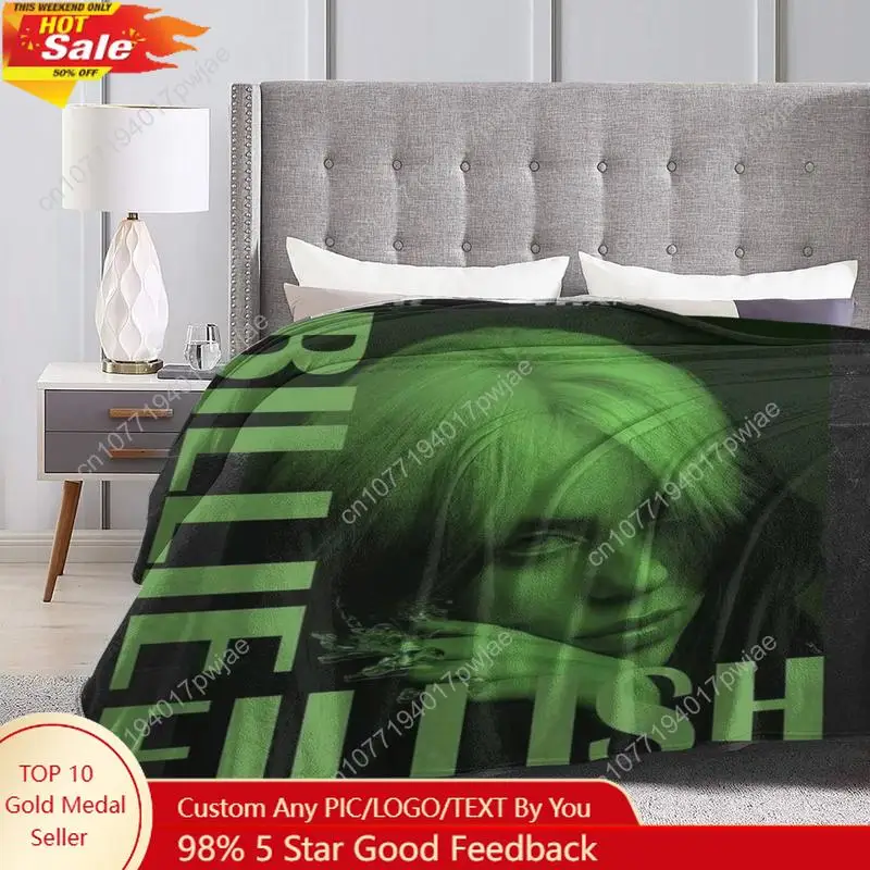 

[Green Digital Print Fleece Blanket] Billie Green Vintage Flannel Fleece Throw Blanket Contemporary Style Custom blankets