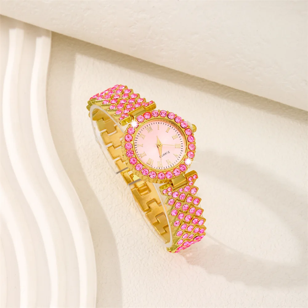 2025 New Women's Watch Diamond Dial Watch Best-Selling Products Luxury Brand Watch Bracelet Set Diamond Steel Strap