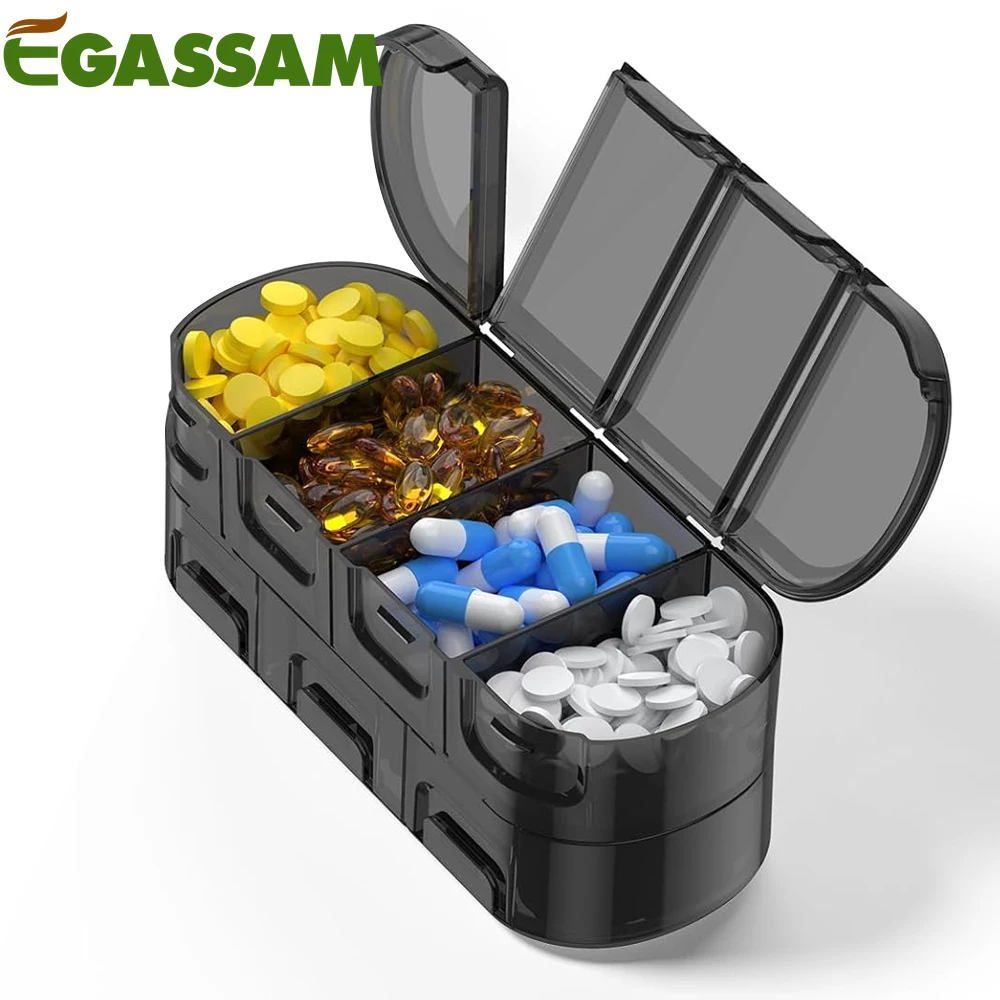 1PCS Weekly Pill Organizer, Daily Pill Box 7 Compartment for Travel, Pill Container for Medication, Vitamin, Supplements