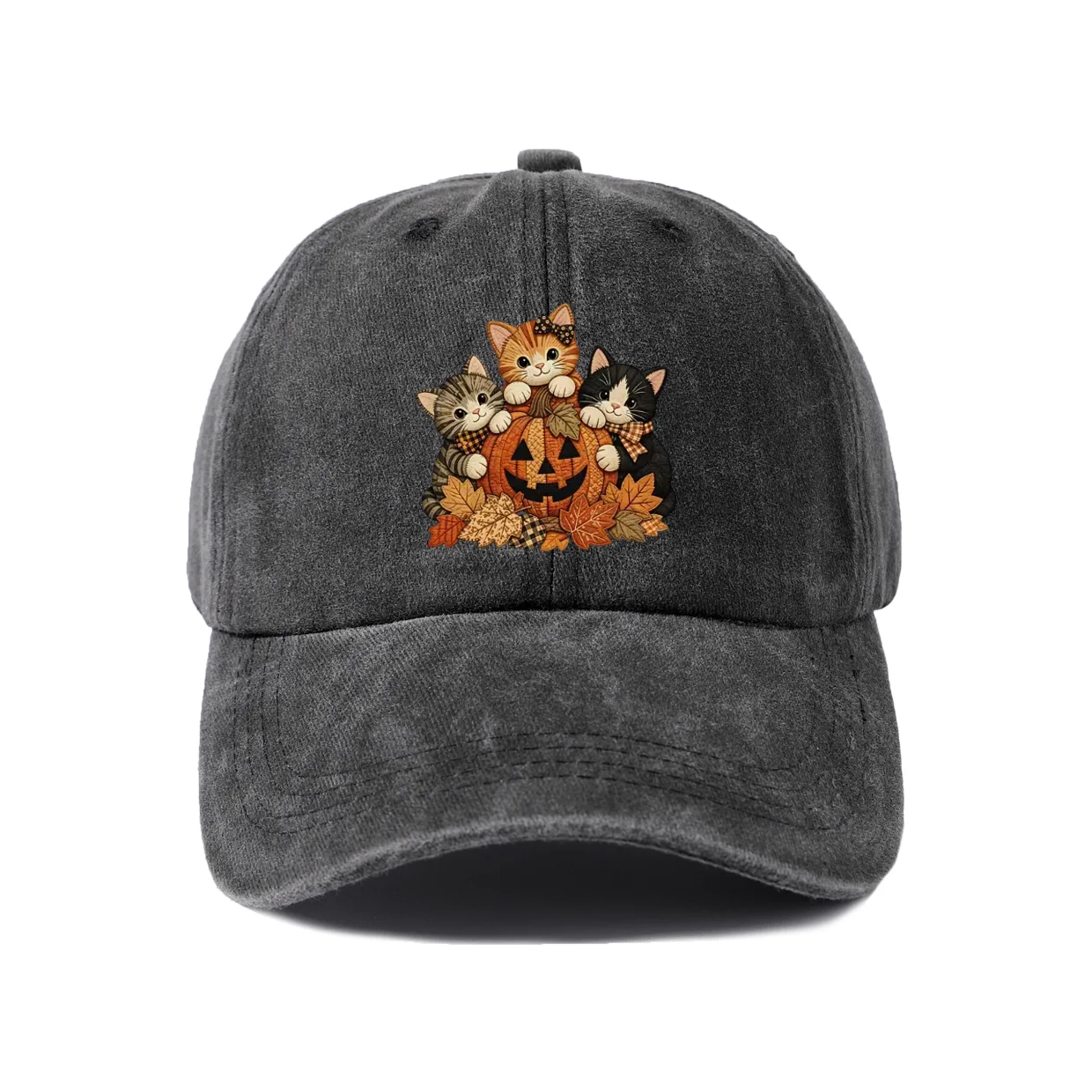 Autumn Woodland Friends Graphic Baseball Cap, Vintage Washed Adjustable Unisex Dad Hat, Everyday Gift