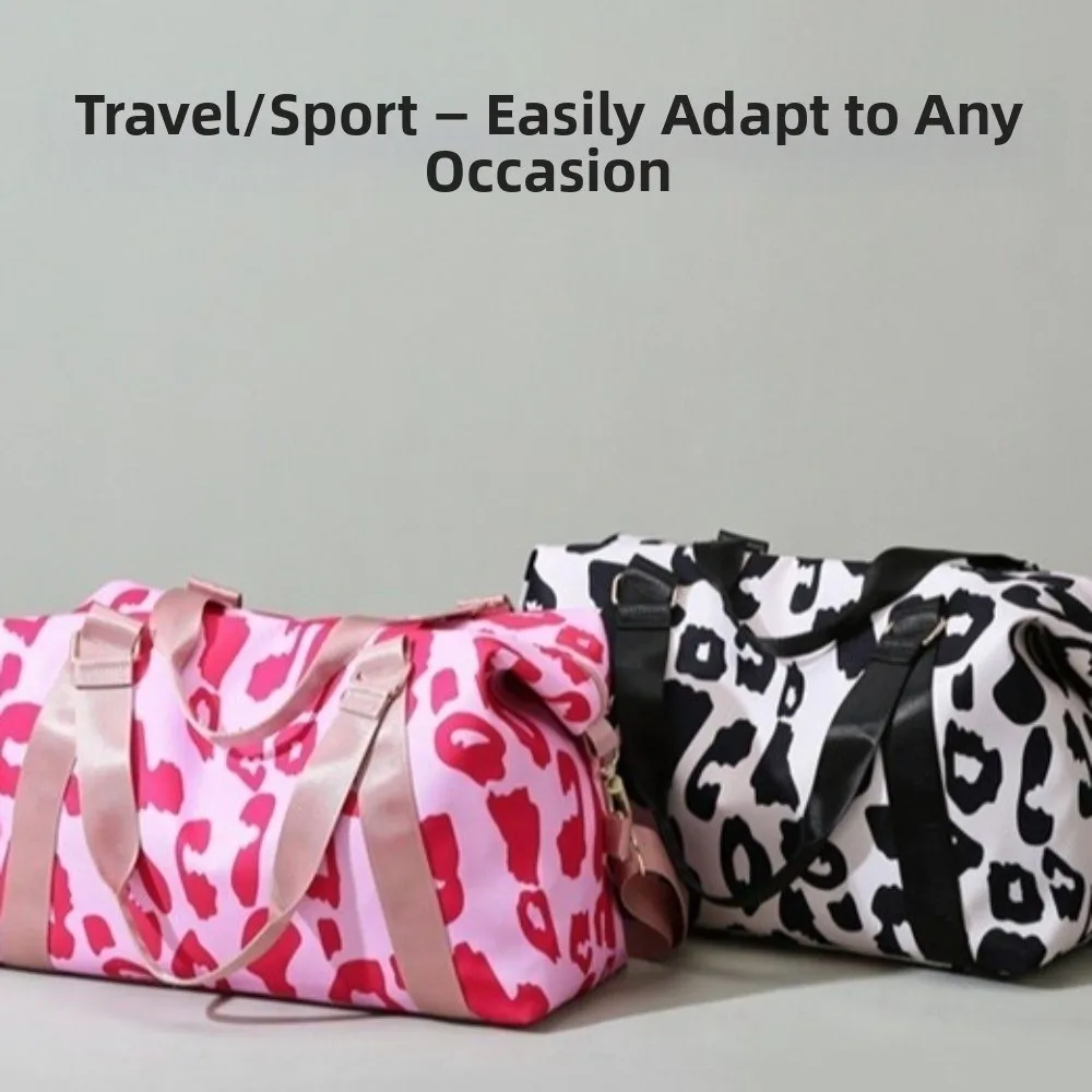 Fashionable Leopard Print Gym Bag Large Capacity Multi Functional Travel Bag Portable Shoulder Bag Fitness Sports