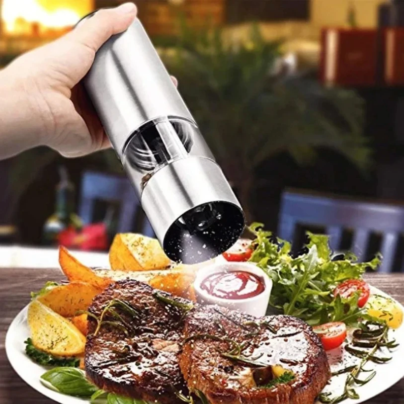 

Stainless Steel Electric Pepper Grinder Spices Sea Salt Kitchen Outdoor Barbecue Seasoning Coarser Adjustment Cooking Tools