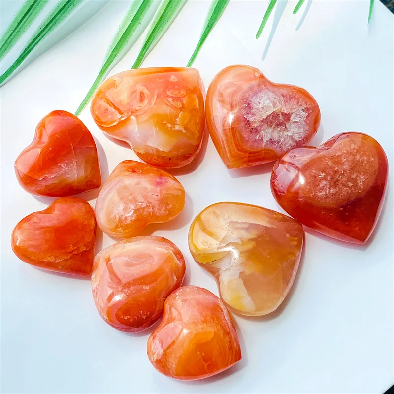 

Natural Carnelian Heart Shape Crystal Carving, Healing Stone, Energy Gemstone, Home Decoration Gift, 3cm, 10Pcs