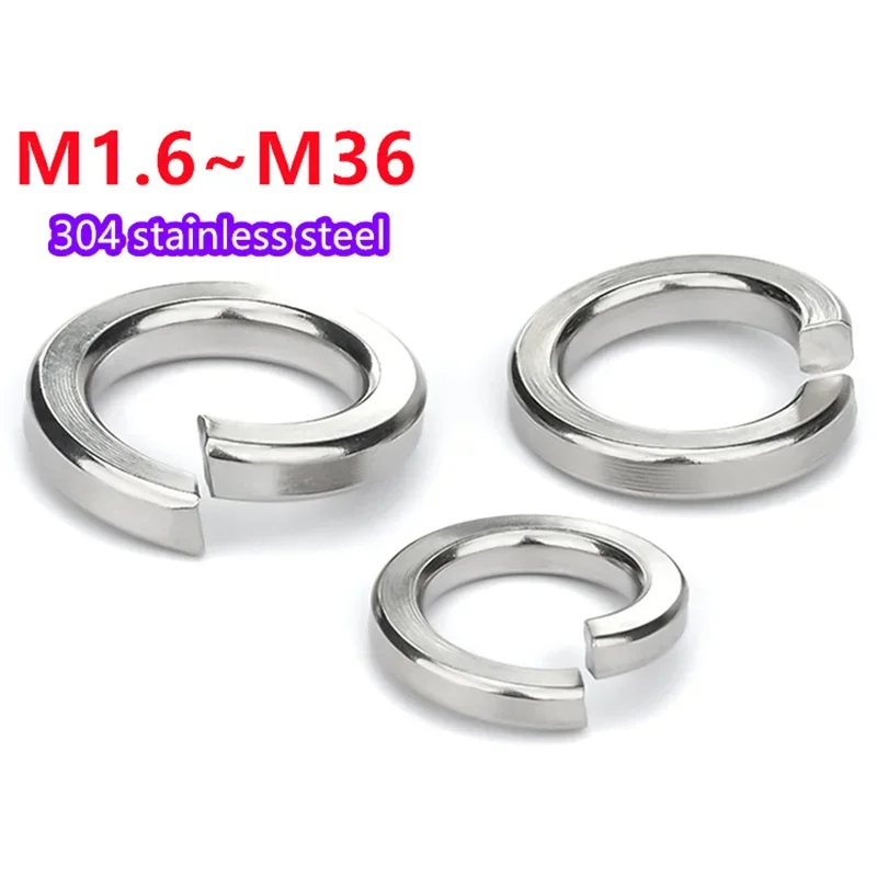 304/316 Stainless Steel Spring Split Lock Washer Elastic Gasket M1.6 M2 M2.5 M3 M3.5 M4 M5 M6 M8 M10 M12 M14 M16 M20 M24-M36