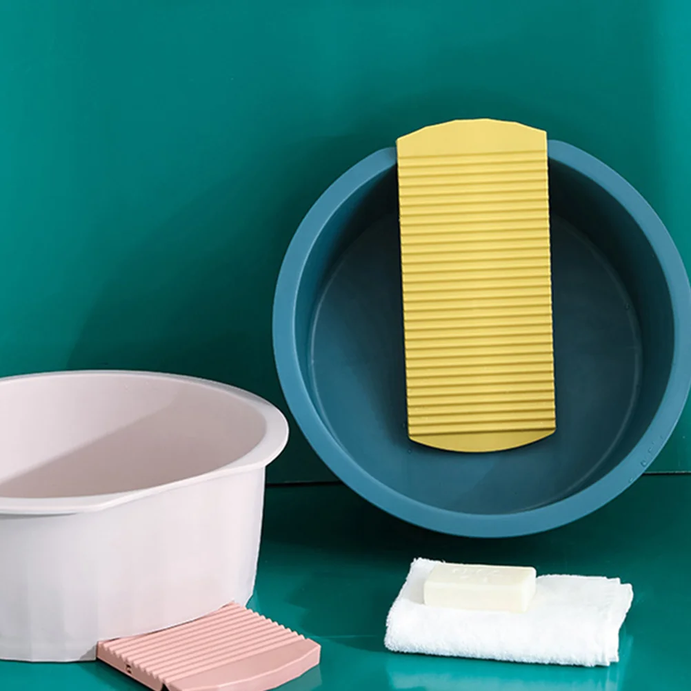 

1 set Washboard Laundry Basin Thickened Plastic for Hand Washing Newborn Clothes Durable Travel Grey Bathroom Accessories Set