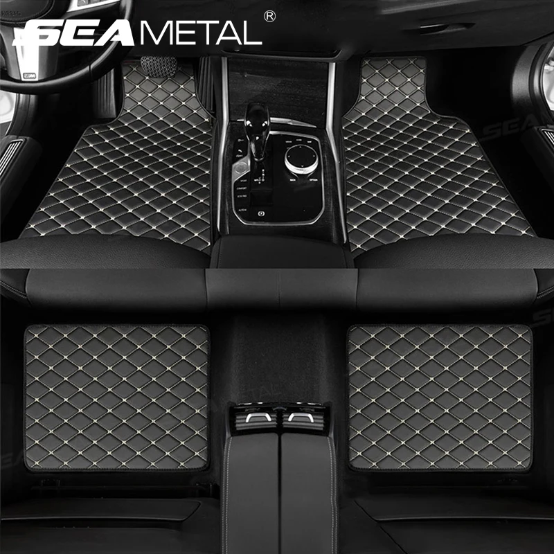 SEAMETAL 4Pcs Car Floor Mat Full Set Universal Non-Slip Auto Carpet Waterproof All-Weather Car Mat Anti Scratch Cargo Liner