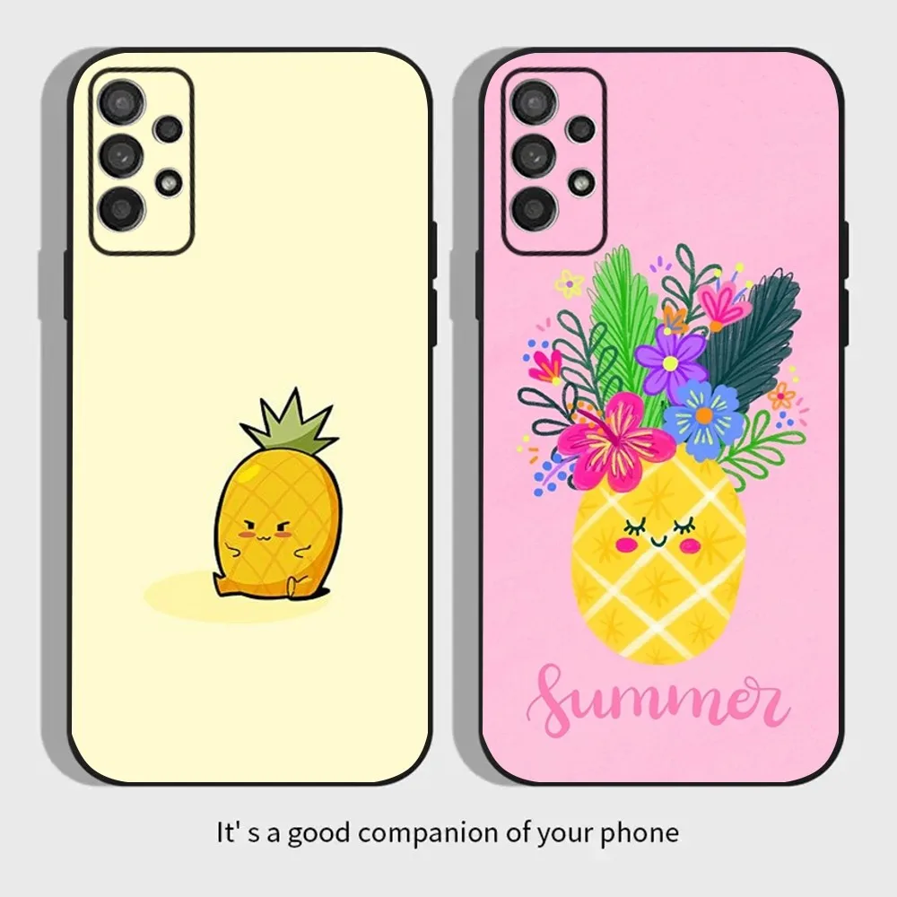 Cute Pineapple Fruit Phone Case For Samsung Galaxy A13,A21s,A22,A31,A32,A52,A53,A71,A80,A91 Soft Black Cover