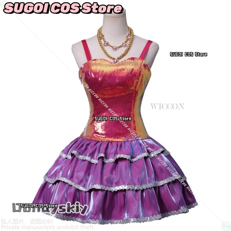 Jirai Kei Girls Lolita Halloween Cos Anime Dream Movie Houseeee Cosplay Fashion Hot Pink Mini Sling Top Sparkling Cake Dress Y2K
