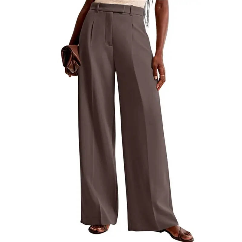 

CYL-Women Wide Leg Pants High Waisted Business Casual Work Trousers Dressy Pants With Pockets