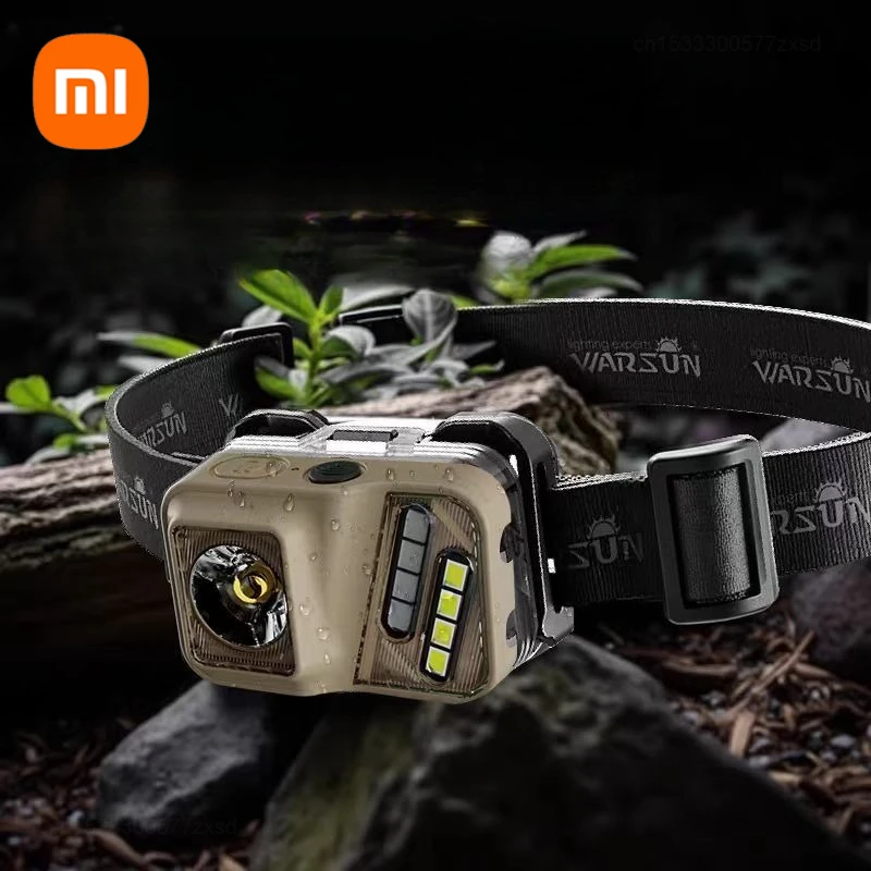 Xiaomi Warsun USB перезаряжаемый светодиодный сенсорный налобный фонарь рабочий свет водонепроницаемый светодиодный налобный фонарь для кемпинга поисковый светильник налобный фонарик