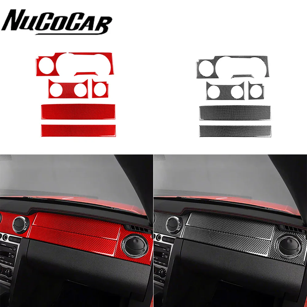 NEGRO Dashboardstickerset Voor Ford Mustang 2005-2009 – Carbon Look Snelheidsmeter Frame, Stijlvol En Beschermend, Eenvoudig Zelf Te Plakken