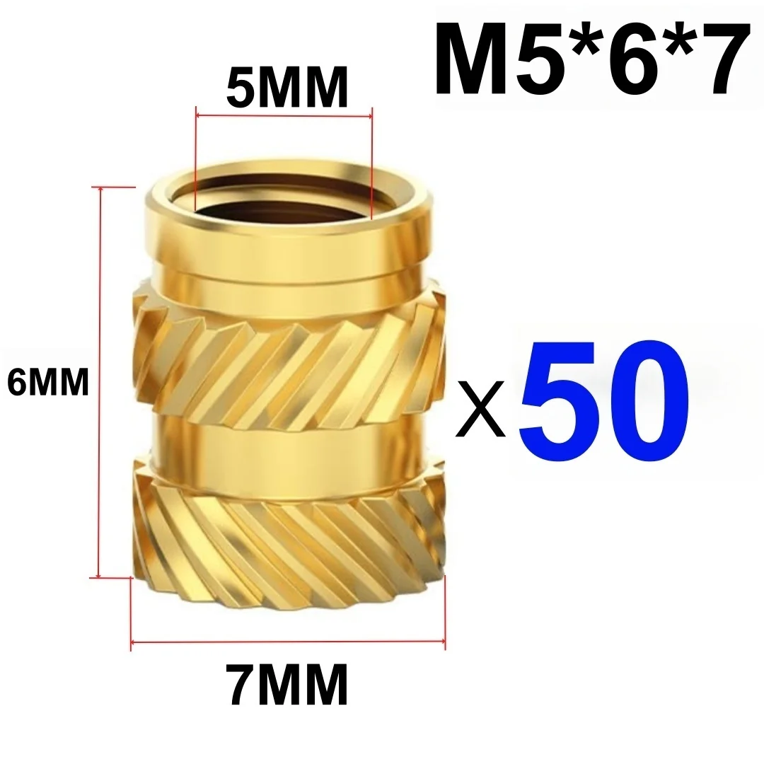 50/100 Stuks Warmte Insert Inbedding Moer M3 M4 M5 Schroefdraad Gekartelde Messing Moeren Voor 3D Printer Voron 2.4 En anderen