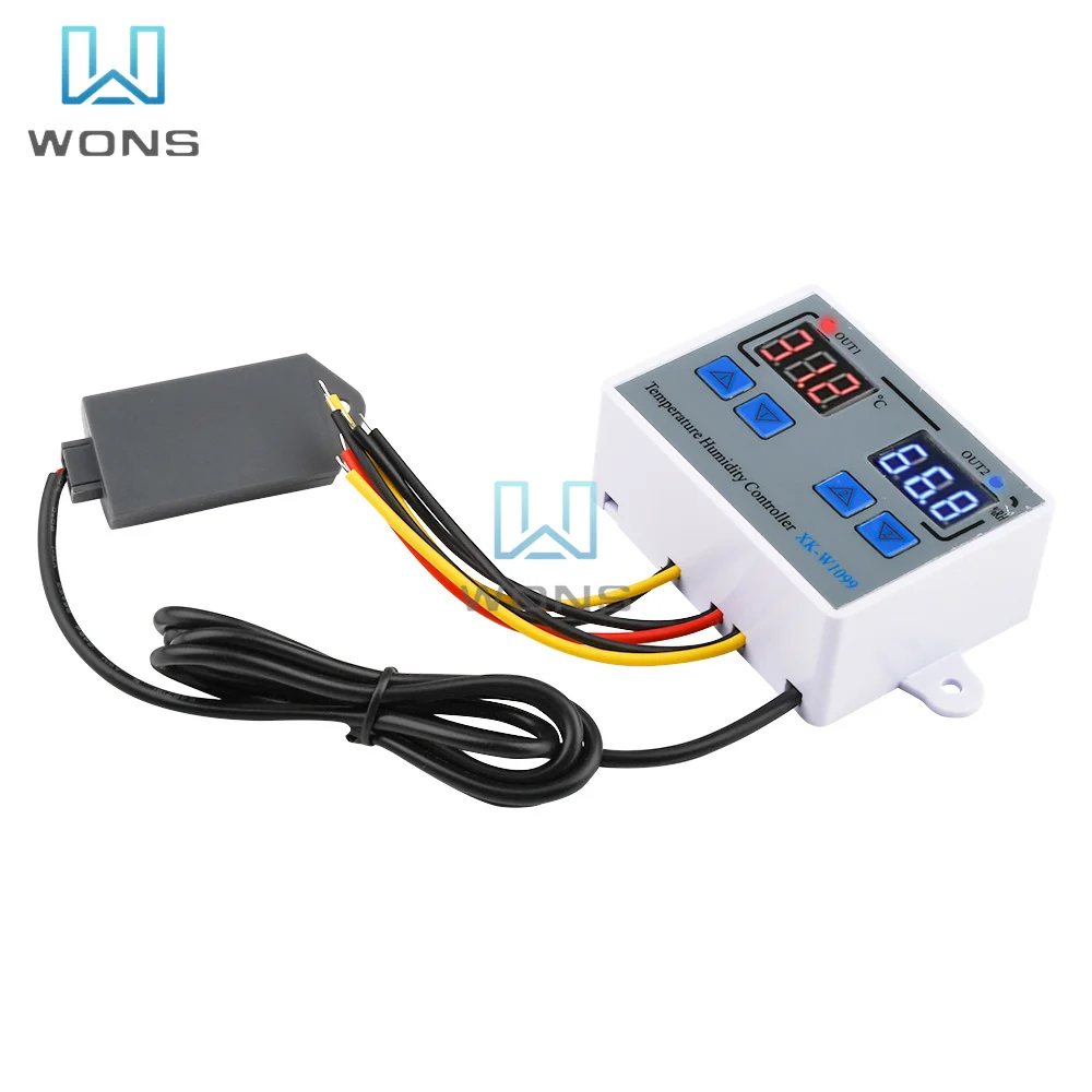 Imagem -05 - Controlador de Temperatura Dupla Termostato Digital Microcomputador Regulador Temperatura Ajustável Controle de Interruptor 10a W1088 Xk-w1088