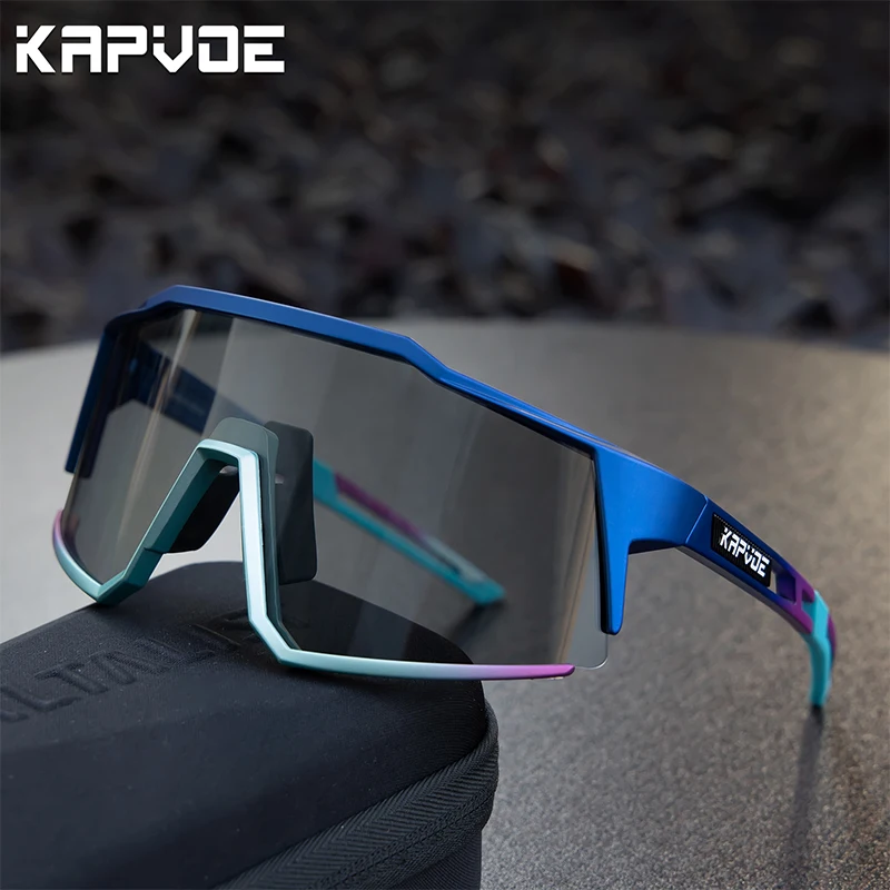 Kapvoe Photochromic Cycling Glasses Outdoor Sports Men Bike Glasses Women Mountain Bicycle Riding Protection Goggles Eyewear