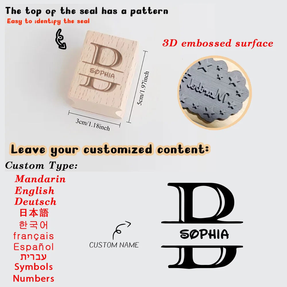 1PC Colorful Customized Name Wooden Stamp Office Supplies, Seal Supplies Custom Name Wooden Stamp ldeal for Labeling and Craftin