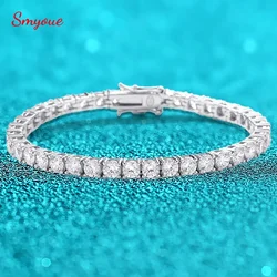 Smyoue 18k Plated 2-4mm Zircon/moissanite Tennis Bracelet for Women Man Full Diamond Original Real 925 Sterling Silver Jewelry