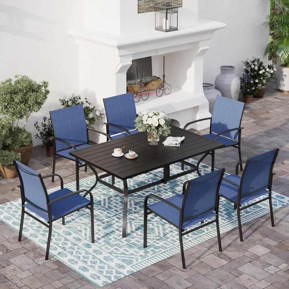 Outdoor Dining Chairs ,Steel Dining Table With 1.57