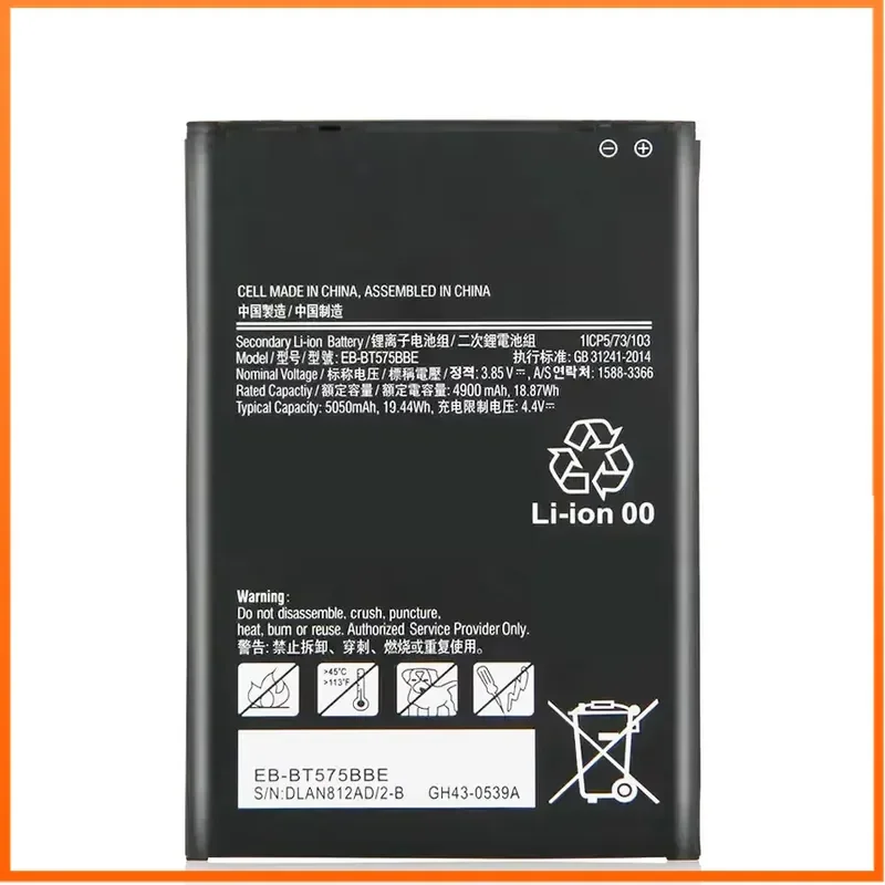 3.85V 4900mAh ML-SS345 Battery for Samsung Galaxy Tab Active 3 SM-T570 SM-T575 Tablet Computer Compatible EB-BT575BBE