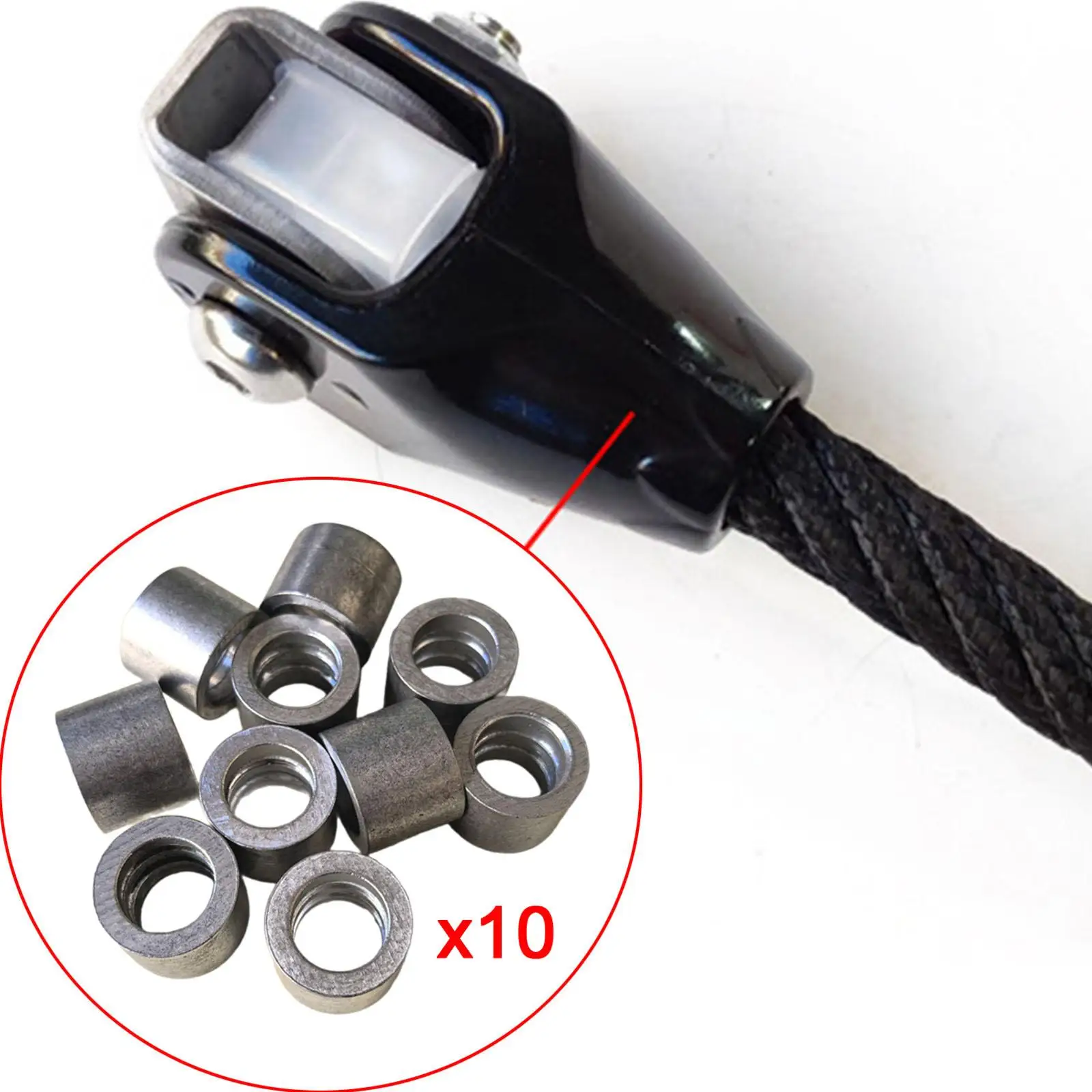 10 Pieces Aluminum Crimping Loop Sleeves,Round Ferrules,for 16mm Rope,Sturdy, Single Hole Rope Cable End End