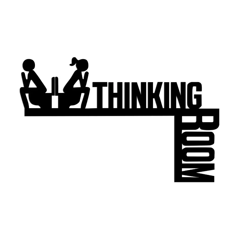 Modern Metal Toilet Door Sign - Stylish Thinking Room Wall Sculpture - Home Decor Artwork - Decorative Door Frame Pendant