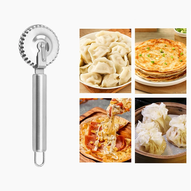 Stainless Steel Pastry Roller Nonstick Ravioli Cutter Pastry Wheel Cutter Pastry Roller Edge Sealing Embossing Knife Dough Cutte