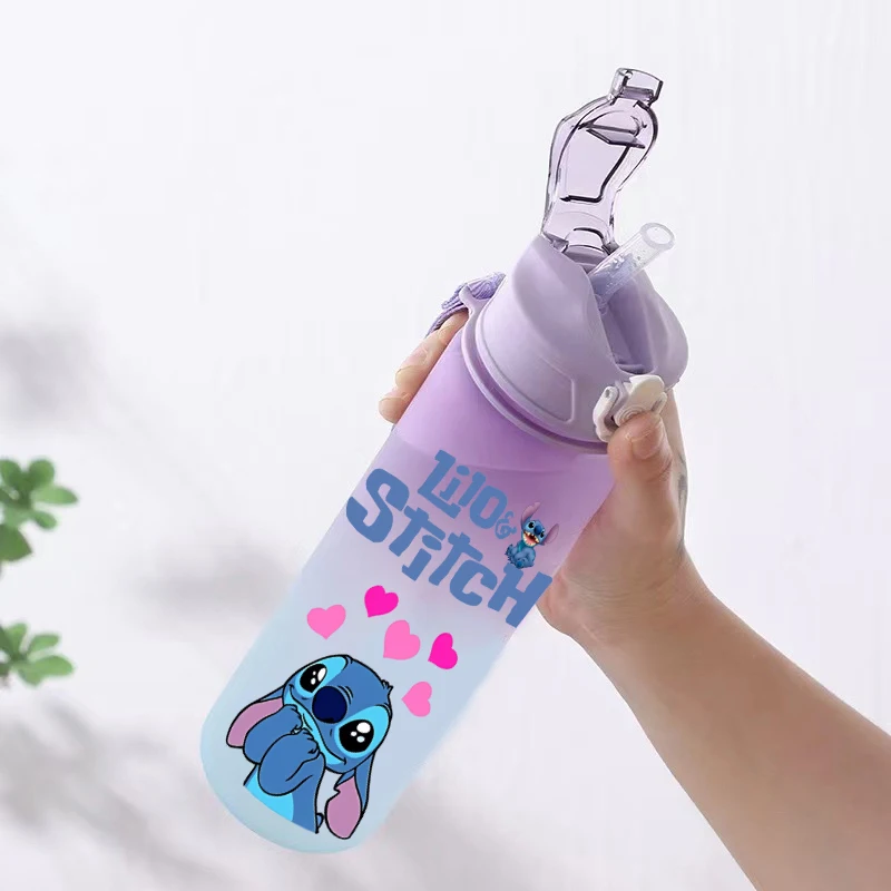 

750ML Lilo & Stitch Transparent Creative Printed Plastic Water Bottle Stitch Disney Sports Cup Travel Portable Water Bottle Cups