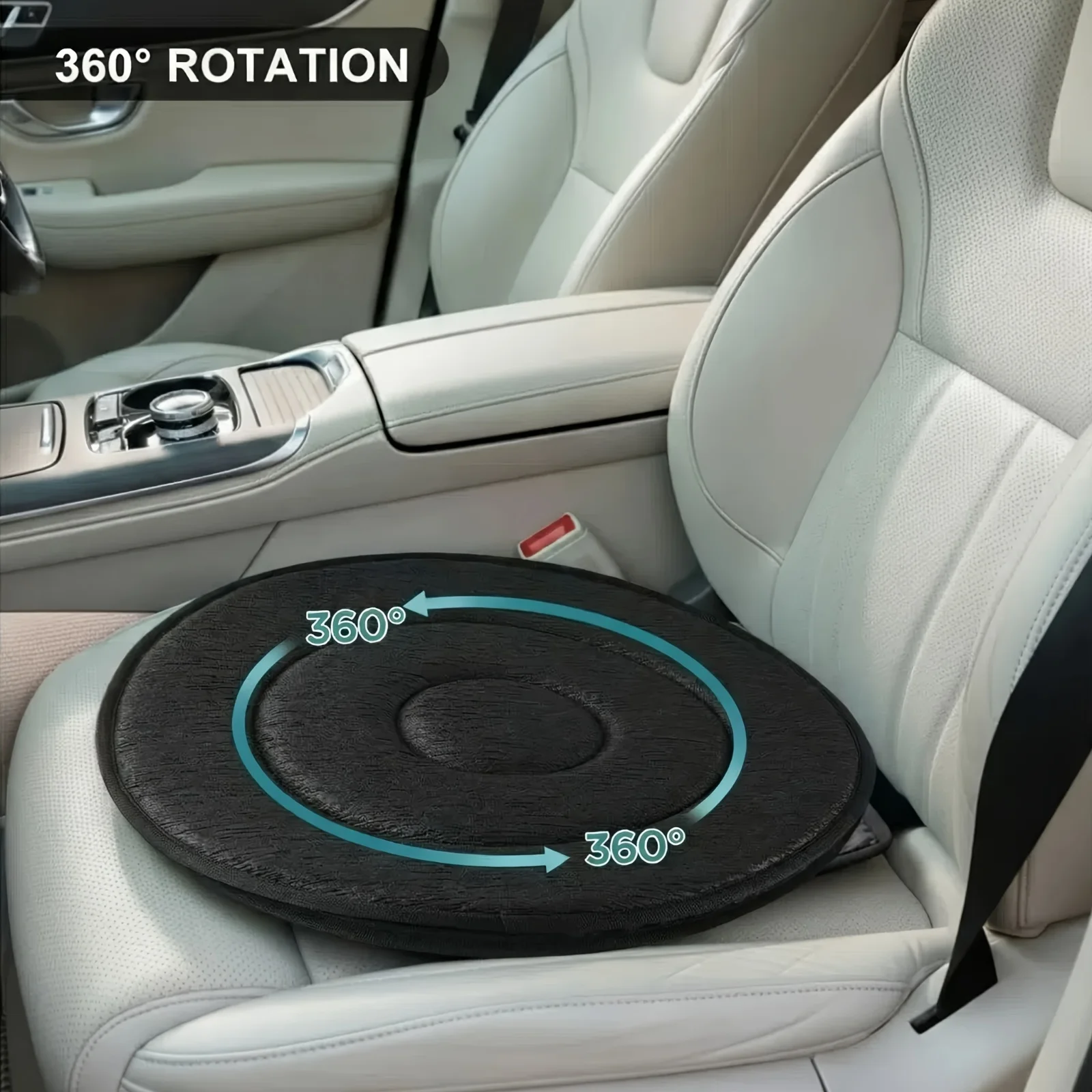 

360° Rotating Car Seat Cushion Ergonomic Knit Polyester Fabric Swivel Pad for Easy Entry/Exit Pressure Relief Daily Commutes