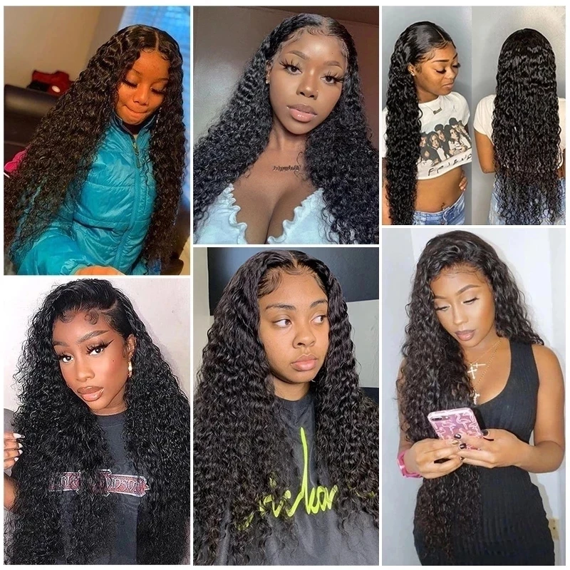 Synthetic Hair Bouncy Curly Lace Frontal Wig For Black Women Water Wave  Hairline PrePlucked Ponytail Lace Wigs Daily Use