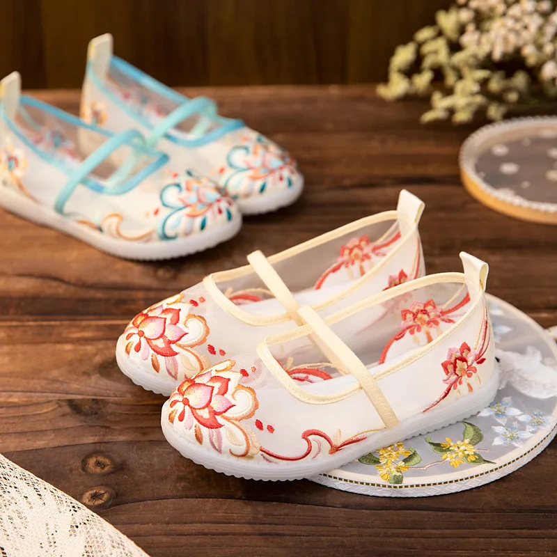 

CY61 2024 summer new style ancient clothing old Beijing cloth shoes national style performance children's gauze Hanfu shoes