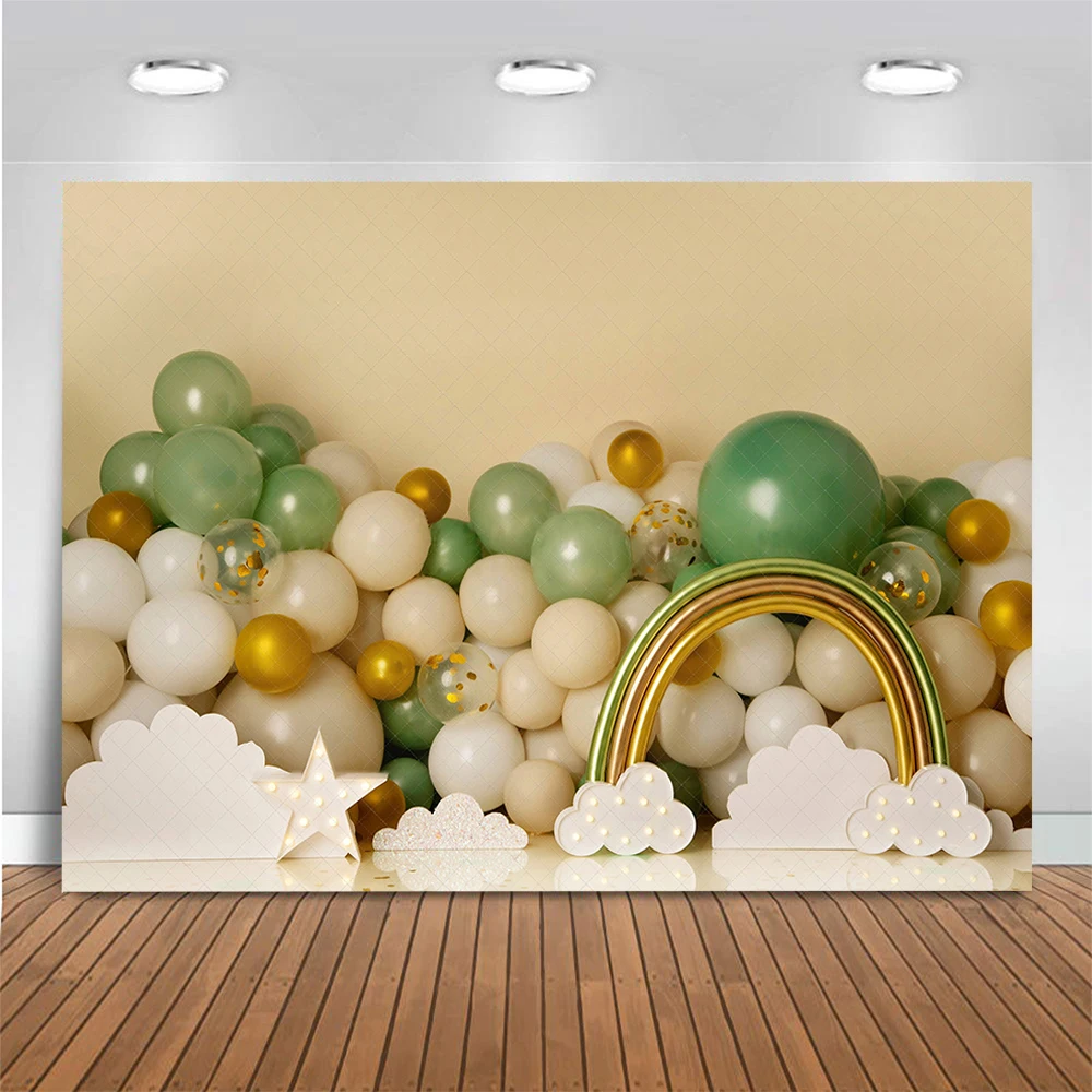 Children 1st Birthday Cake Smash Photo Background Rainbow Balloon Decoration Photo Studio Props Baby Party Photography Backdrop