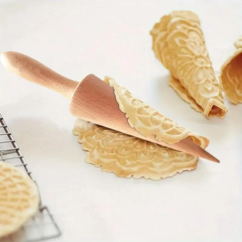 1pc, Wooden Ice Cream Cone Mold DIY Kitchen Tool For Waffle Cake Cone Croissant Making Kitchen Tool Gadgets