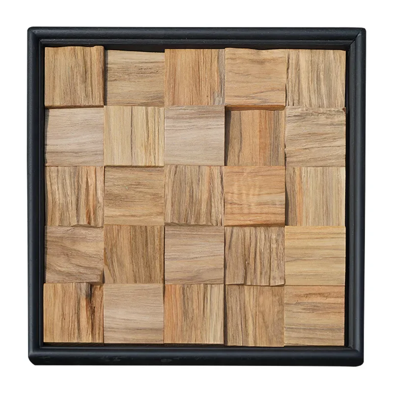 Abstract modern simple high-end log background wall small wooden block three-dimensional living room solid wood small