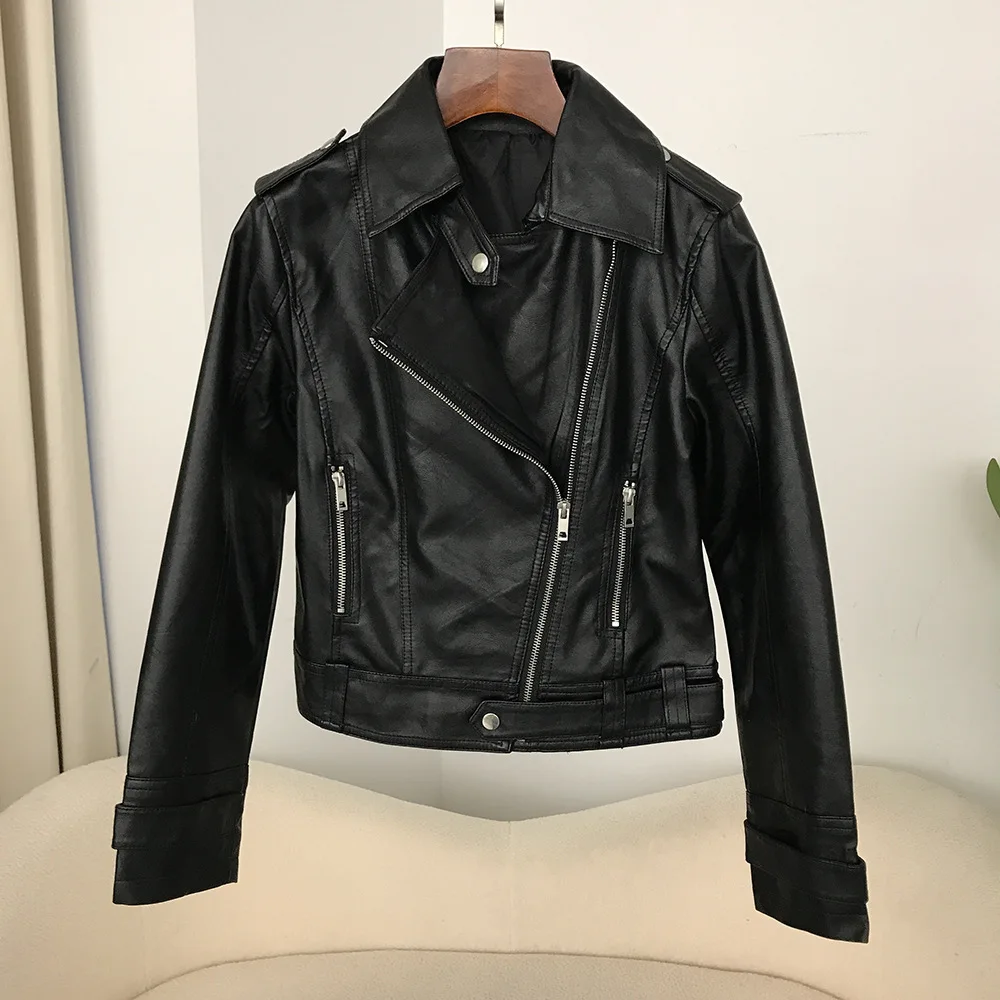 Veste courte en cuir pour femme, version coréenne, coupe couvertes et amincissante, vêtements à la mode, printemps et automne, nouveau, 2024