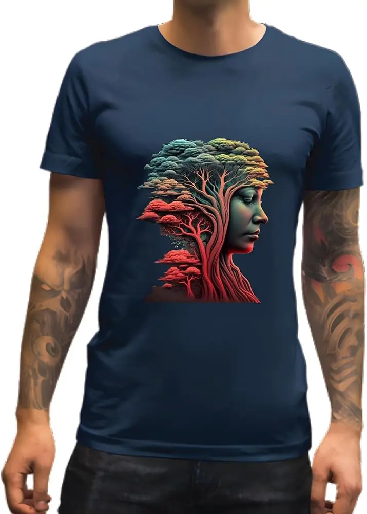 with a haunting face shrouded in an atmosphere of mystery  High Quality 100%Cotton Short Sleeve